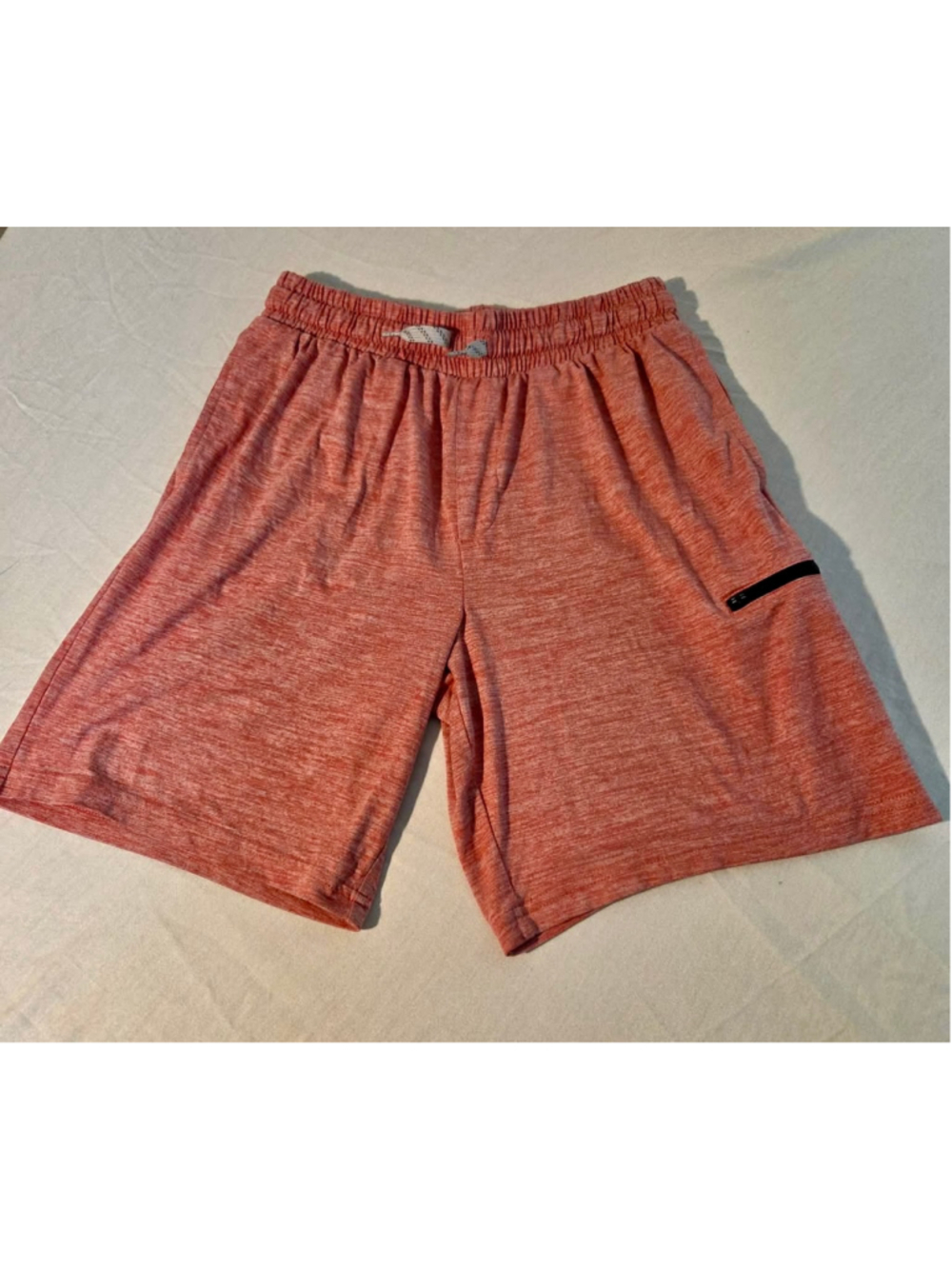 Athletic Works Heather Coral Pink Gym Shorts Zipper Pocket Woman’s Size L 10-12